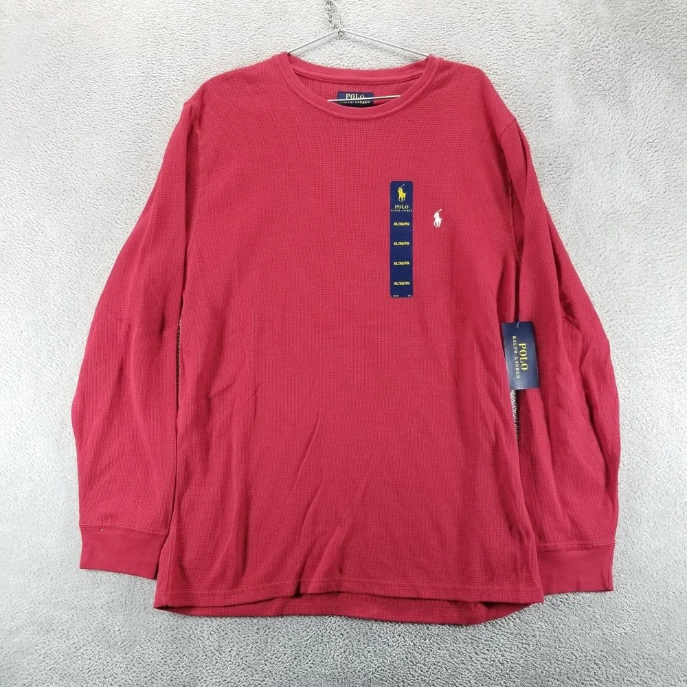 Polo Ralph Lauren Pajama Top Mens XL Red Thermal Sleepwear Crew Neck Long Sleeve